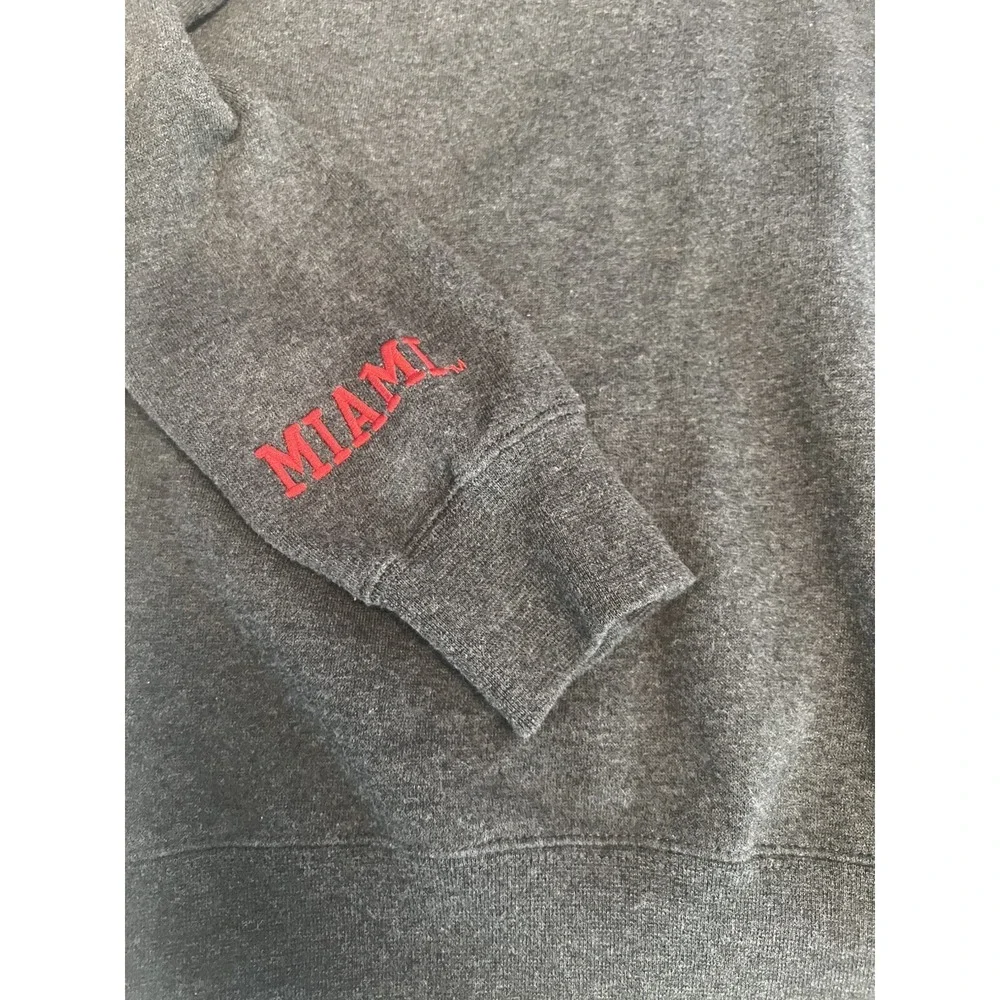 E5 Miami University RedHawks Quarter Zip Sweatshirt Mens Small Charcoal Grey S